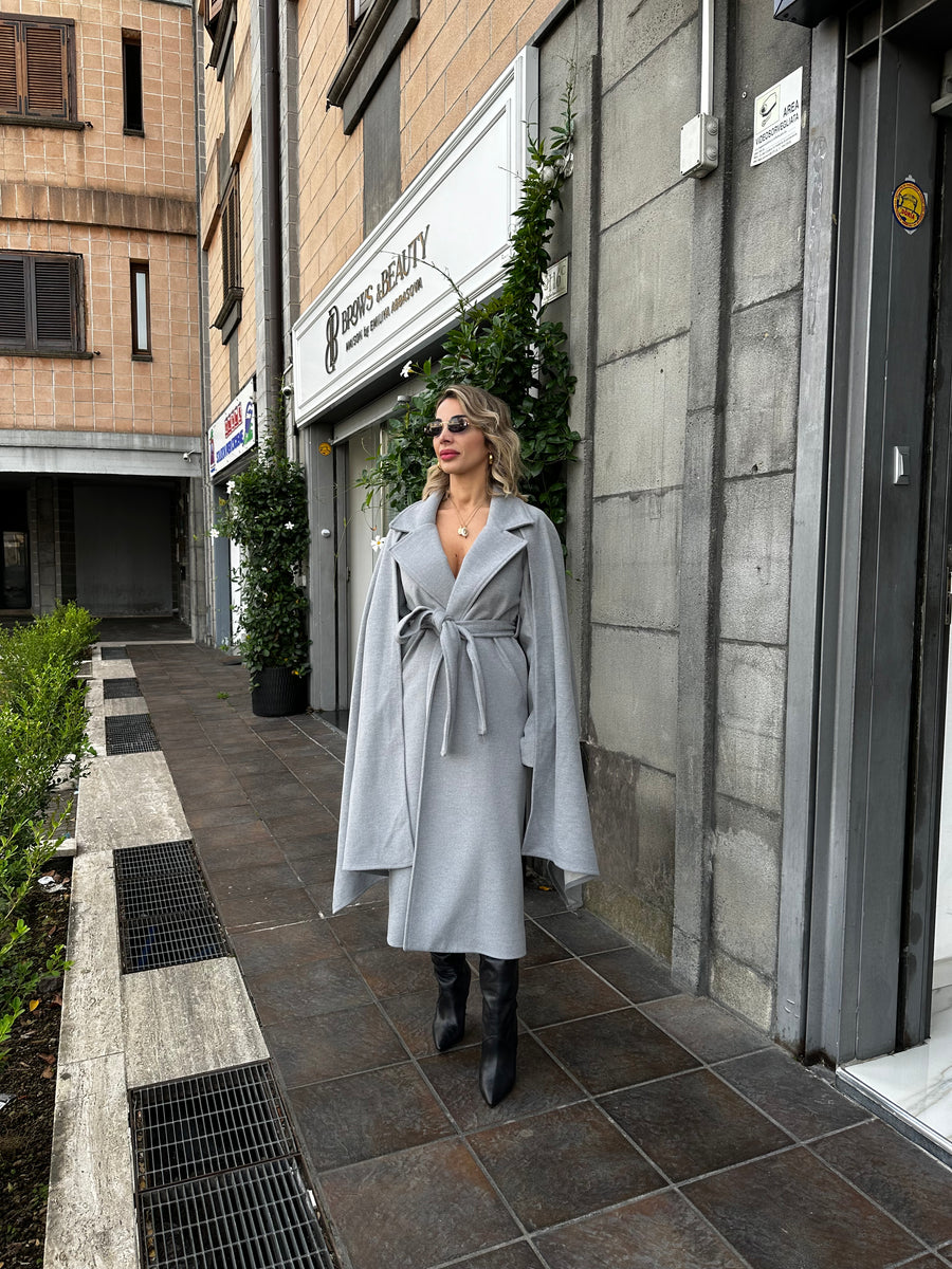 LALALAND CAPPOTTO PIU MANTELLA GRIGIO